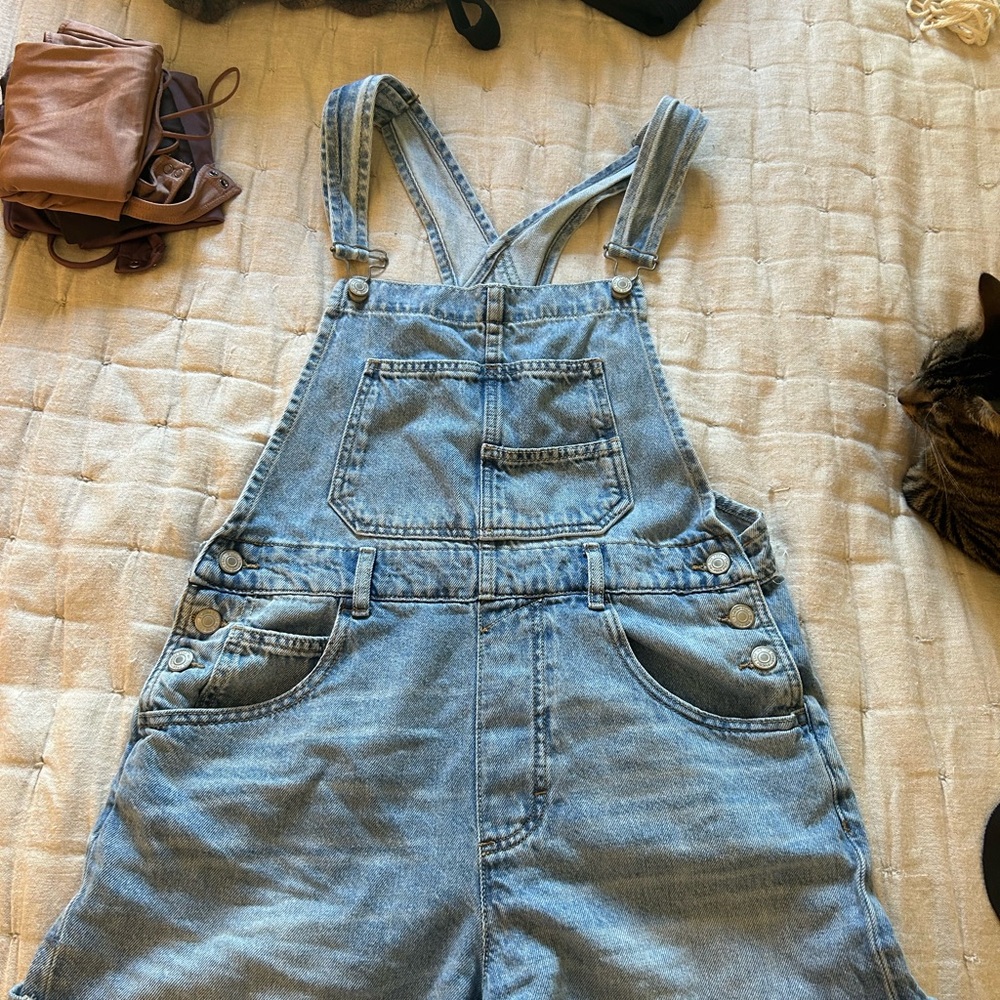 We The Free Light Blue Denim Overalls